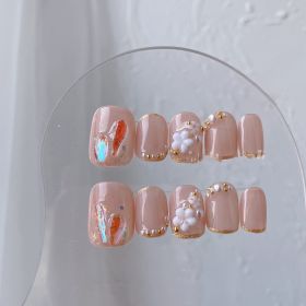 Pearl Floret Removable Nail Patch (Option: Ultra short square circle-S)