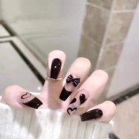 Hand-painted Black Long T Nail Art Patch (Option: Black-XS)