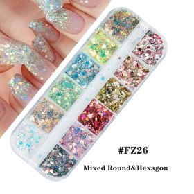 Nail Gold And Silver Glitter Laser Sequins (Option: 12Grids FZ6)