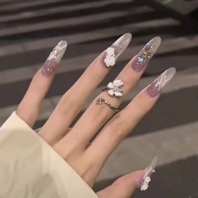 Camellia Series Hand-worn Armor Removable Nail Stickers (Option: 309 Long Tip A-S Small)